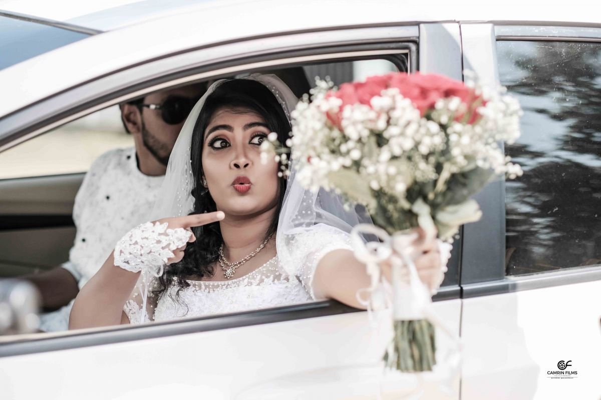 Bride On Her Wedding Car