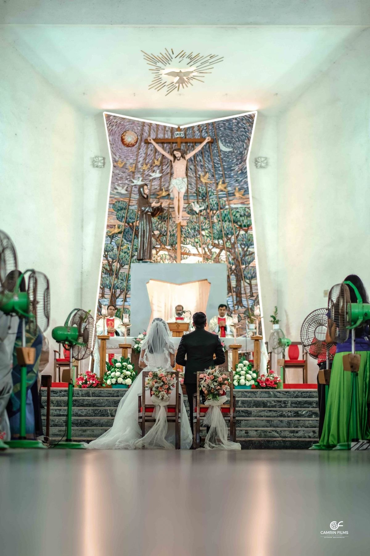 Bride And Groom On Church